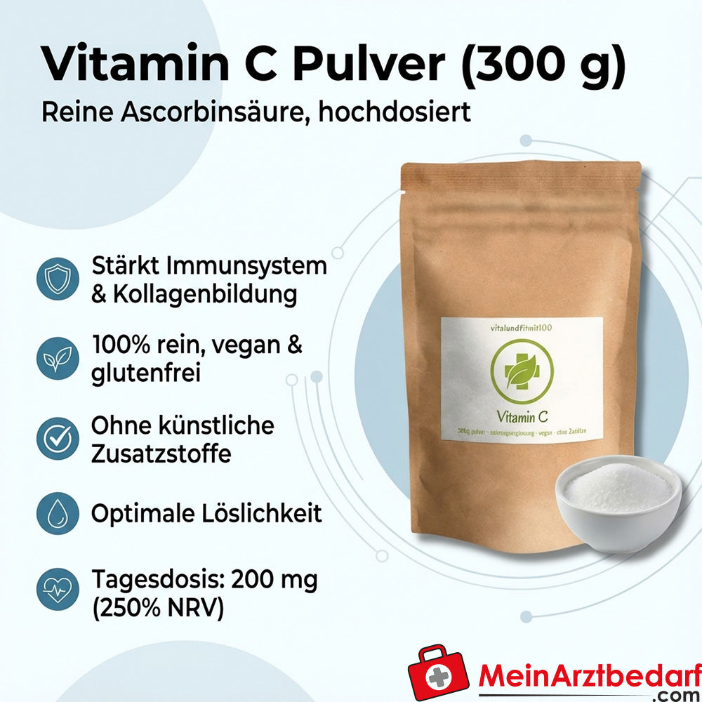 Ascorbinsäure (Vitamin C) Pulver 300 g vegan glutenfrei