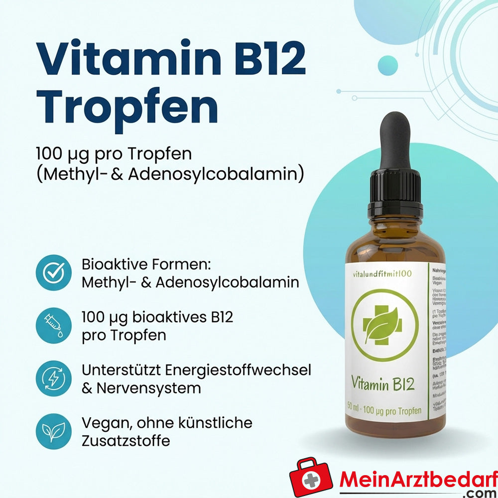 Vitamin B12 drops (methyl- & adenosylcobalamin) 100 µg/drops with pipette vegan