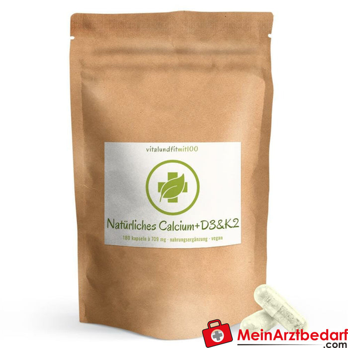 Calcium naturel + D3 & K2 gélules 180 pièces à 750 mg