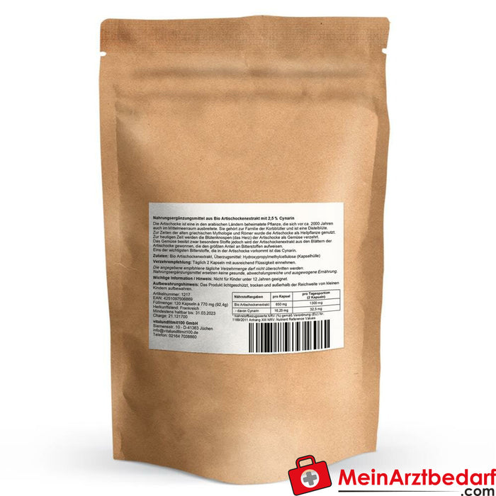 Organic Artichoke Extract Capsules 120 Caps à 612 mg