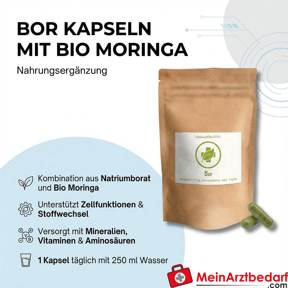 Bor Kapseln Natriumborat 3 mg mit Bio Moringa