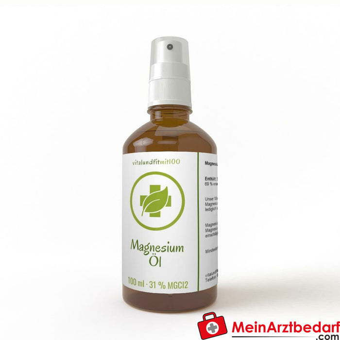 Olio di magnesio in flacone di vetro con nebulizzatore/spray 100 ml