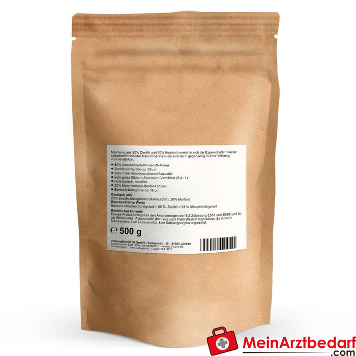Zeoliet-Bentonietpoeder (80 % natuurlijk zeoliet, 20 % bentoniet) 500 g