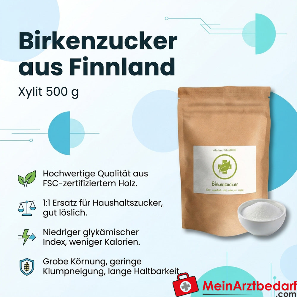 Xilitol (azúcar de abedul) de Finlandia Danisco 500 g, FSC, vegano