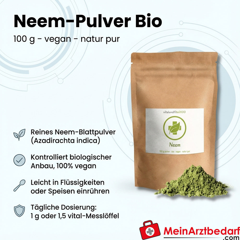 Neem poeder bio (Azadirachta indica) 100 g veganistisch