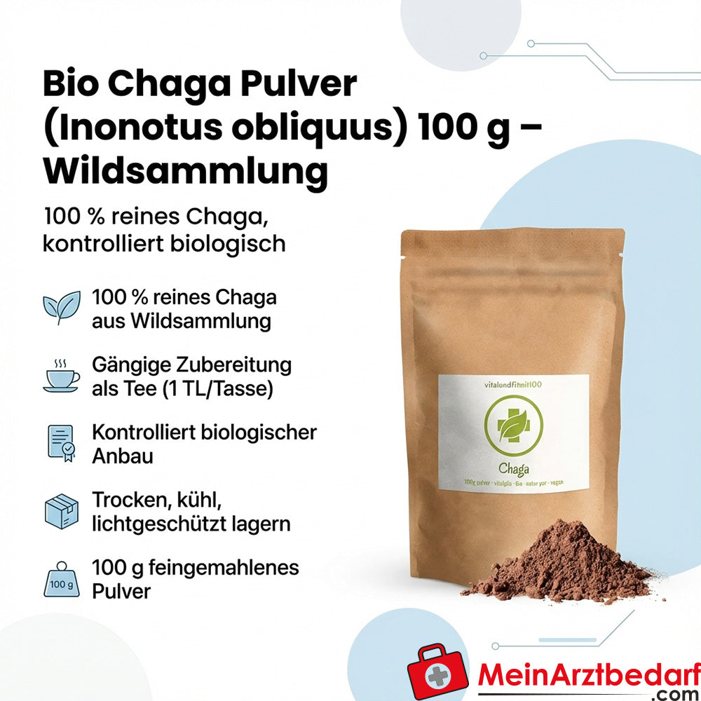 Bio Chaga Pulver (Inonotus obliquus) 100 g Wildsammlung