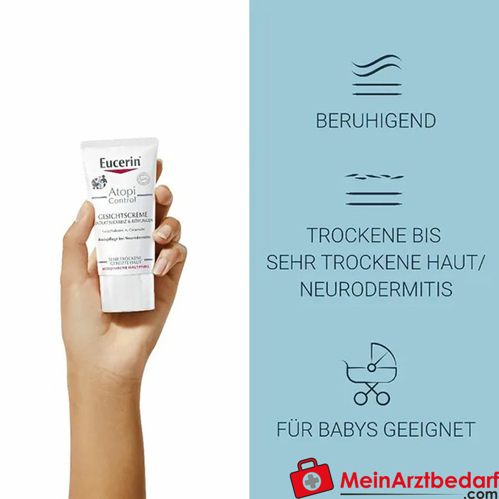 Eucerin® AtopiControl Creme Facial - Cuidado hidratante para a pele seca do rosto, 50ml