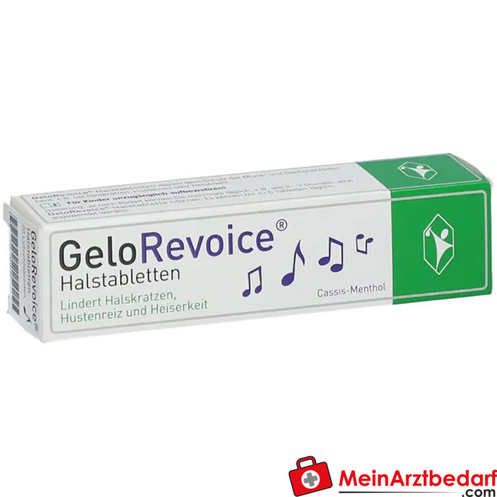 GeloRevoice pastilles pour la gorge Cassis-Menthol en cas d'enrouement &amp; perte de voix, 20 pces