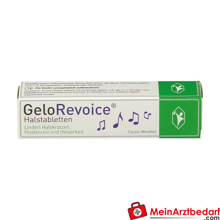 GeloRevoice pastilles pour la gorge Cassis-Menthol en cas d'enrouement &amp; perte de voix, 20 pces