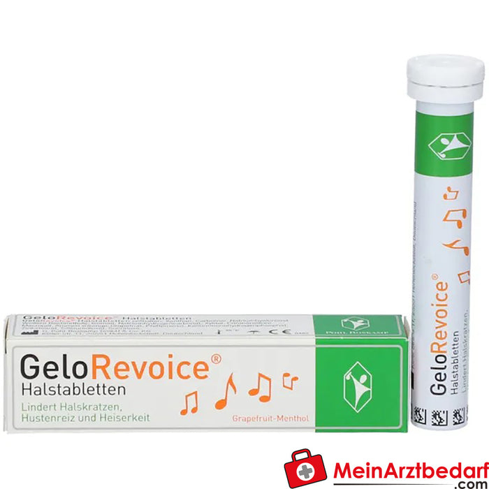 GeloRevoice 喉片 葡萄柚薄荷味，用于声音嘶哑和失声，20 片装。