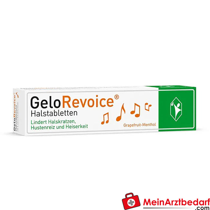 GeloRevoice 喉片 葡萄柚薄荷味，用于声音嘶哑和失声，20 片装。