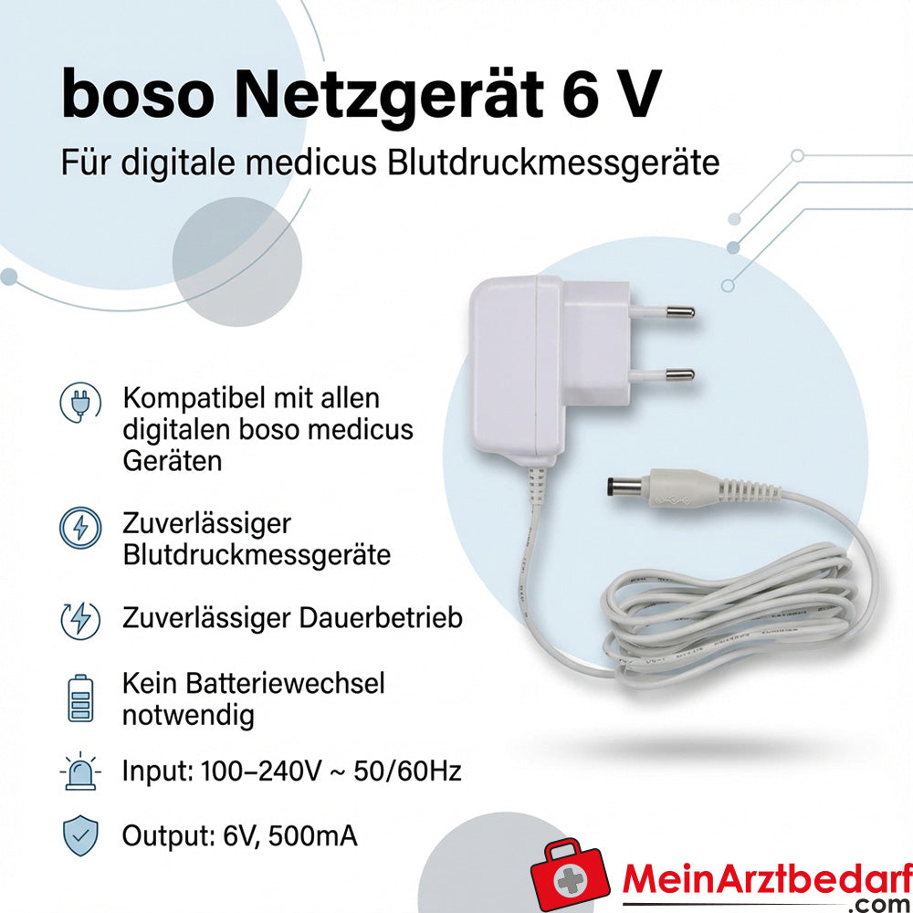 boso power supply unit 6 V 500 mA for medicus digital blood pressure monitors