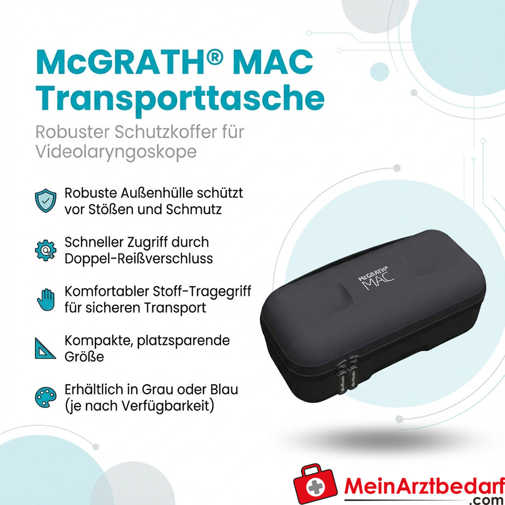 McGRATH Transporttasche für MAC Videolaryngoskop robuster Schutzkoffer mit Doppel-Reißverschluss und Stoff-Tragegriff