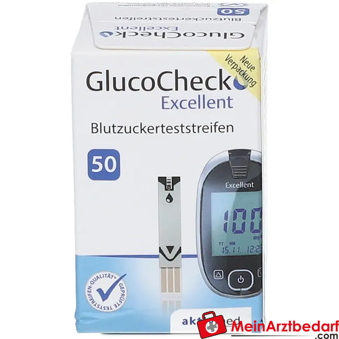 GlucoCheck Excellent 血糖检测试纸，50 片。