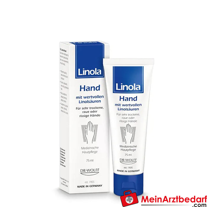 Linola Hand - 护手霜，适用于干燥、粗糙或龟裂的双手，75 毫升