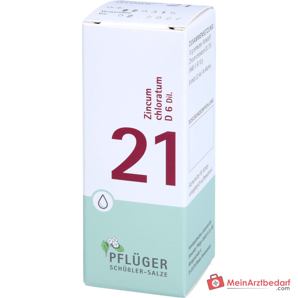 Biochemie Pflüger® No. 21 Zincum chloratum D6 1000 mg gotas 10 g