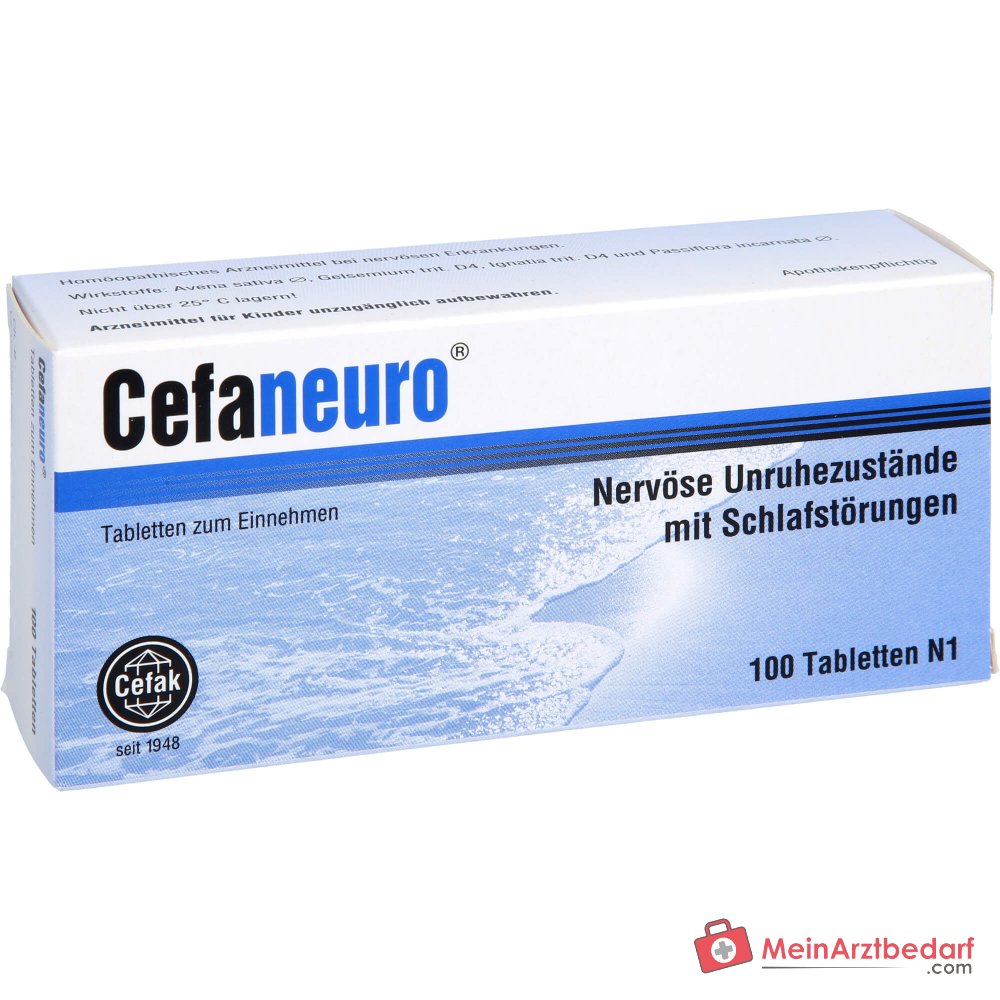 Cefaneuro homöopathisches Arzneimittel, Gelsemium 30 mg, Avena sativa 30 mg, Strychnos ignatii 30 mg, Passiflora 30 mg Tabletten