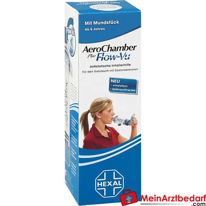 AeroChamber com boquilha para adultos e crianças (a partir dos 5 anos), 1 unidade.