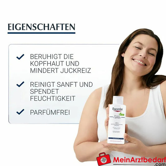 Eucerin® DermoCapillaire Urea Kopfhautberuhigendes Shampoo – Beruhigt trockene und juckende Kopfhaut, 250ml.