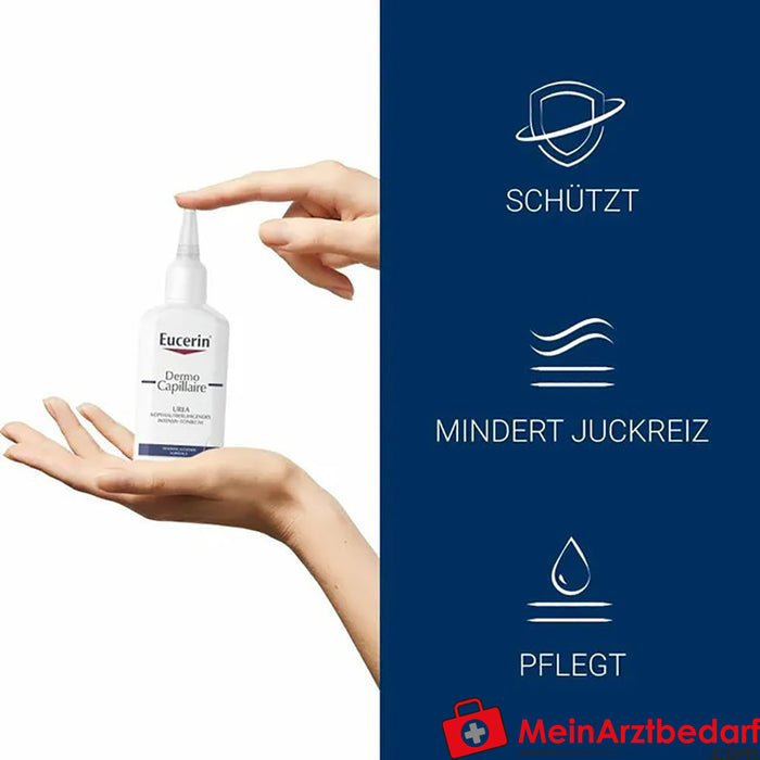 Eucerin® DermoCapillaire Ureia tónico intensivo calmante do couro cabeludo para couro cabeludo seco e com comichão, 100ml