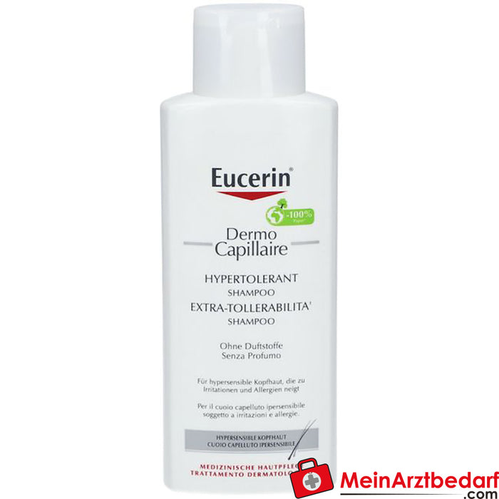 Eucerin® DermoCapillaire Hypertolerant Shampoo - szczególnie przyjazny dla skóry i łagodny szampon do nadwrażliwej skóry głowy.