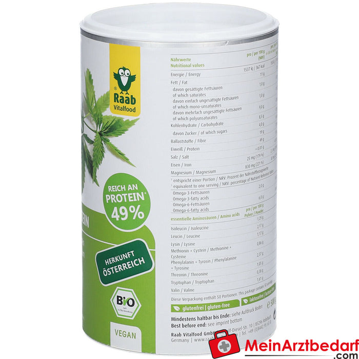 Raab® Vitalfood Proteína de cáñamo ecológica en polvo