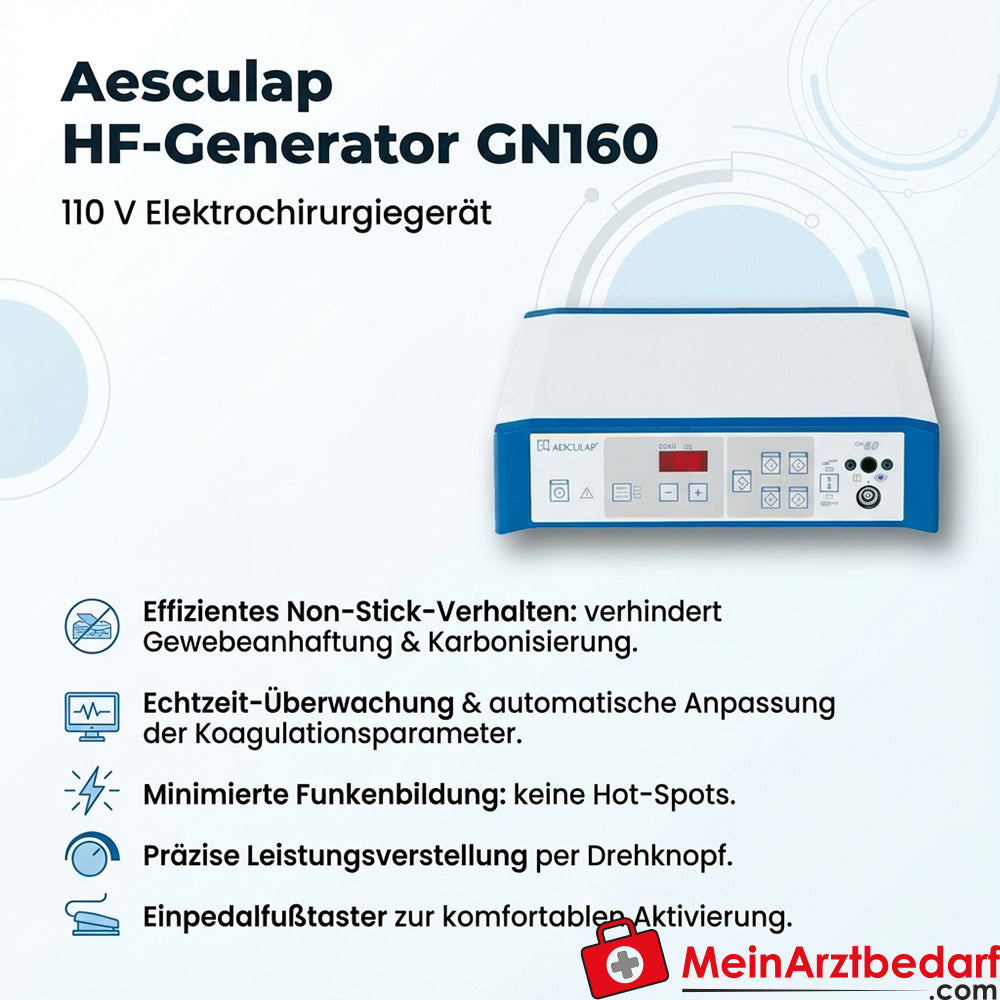 Generatore HF Aesculap GN160 Unità elettrochirurgica 110 V Manopola rotante Interruttore a pedale