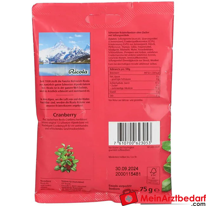 Ricola® Caramelos de hierbas suizos arándano sin azúcar, 75g