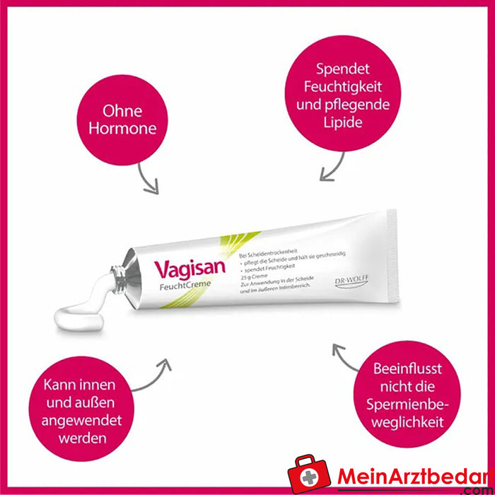 Vagisan Moisturising Cream: Hormone-free vaginal cream for dry vagina, 25g