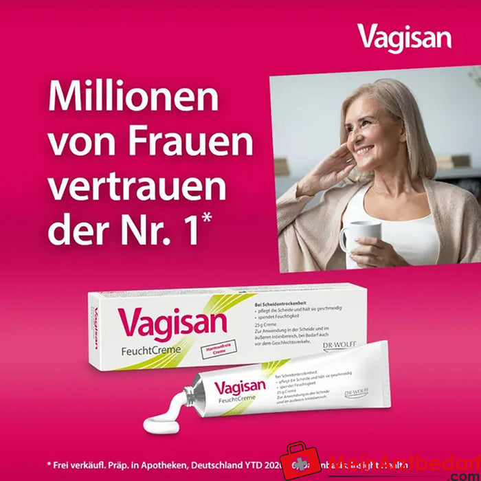 Vagisan Vochtinbrengende Crème: Hormoonvrije vaginale crème voor droge vagina, 25g