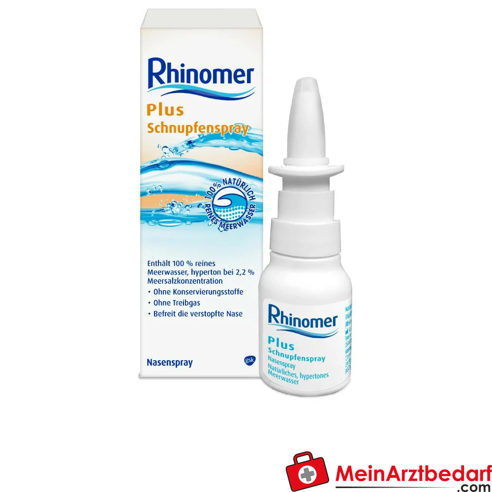 Rhinomer Plus Schnupfenspray, Nasenspray mit Meerwasser, 20ml.