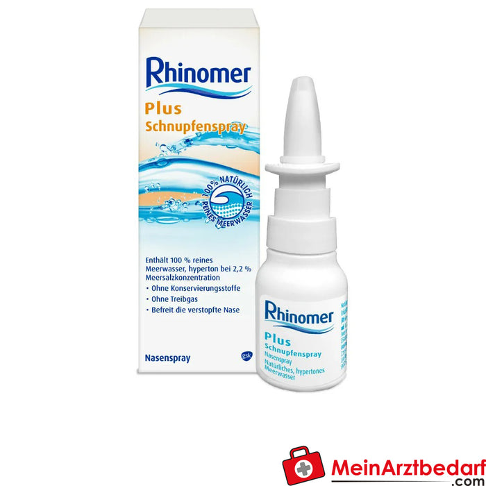 Rhinomer Plus spray na przeziębienie, aerozol do nosa z wodą morską, 20ml