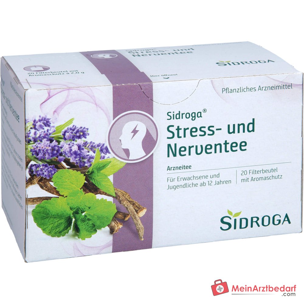 Sidroga bolsitas de té de hierbas para el estrés y los nervios, 20 x 2 g
