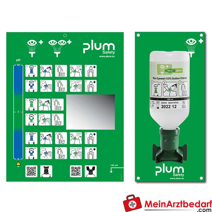 Servoprax Estação de lavagem de olhos de parede Plum com frasco de 500 ml