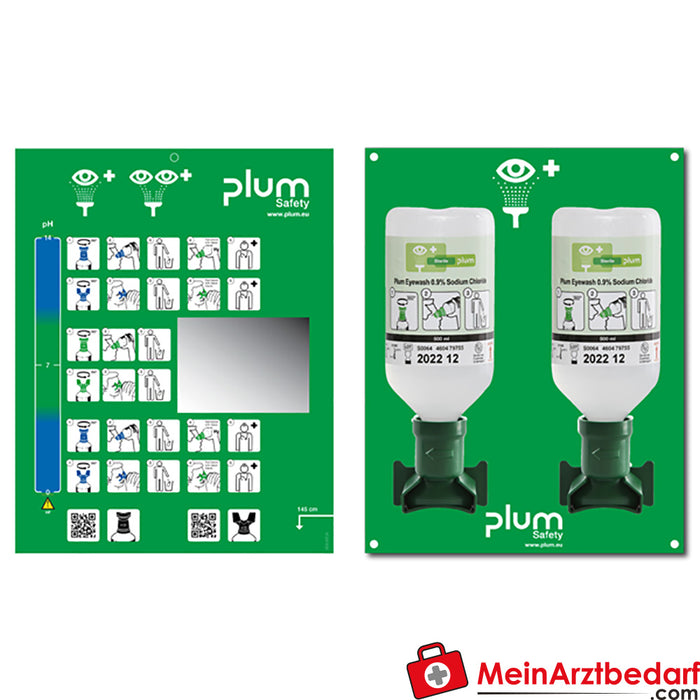 Servoprax Plum lavaojos de pared con dos botellas