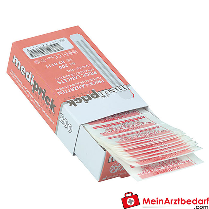 Lancetas para pruebas de alergia Mediprick, 200 unidades.