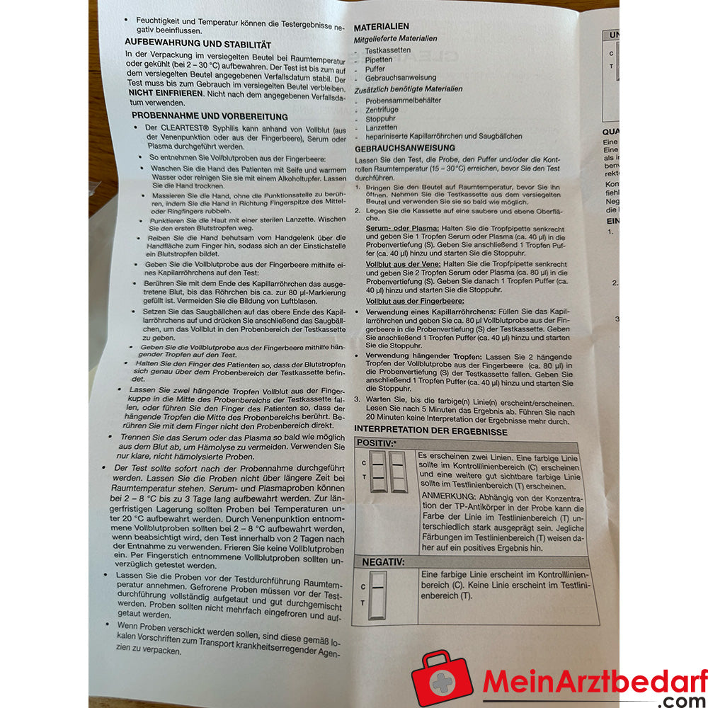 Cleartest Syphilis Schnelltest.