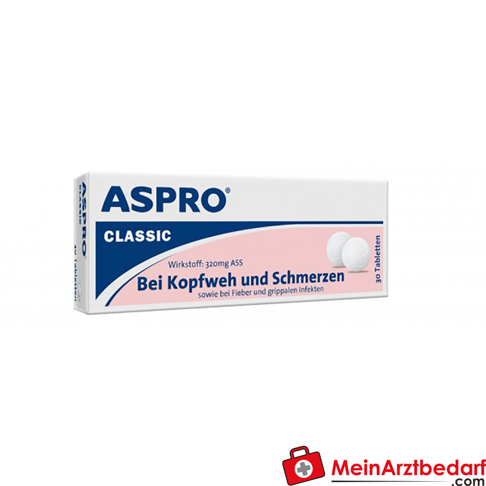 KLO01 ASPRO Classic ASS 320 mg Tabletten 60 St., Schmerzmittel bei Kopfschmerzen und Migräne.