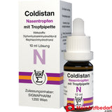Sigmapharm Coldistan Nasentropfen 10 ml Naphazolin + Diphenhydramin, abschwellend, ab 6 Jahre.