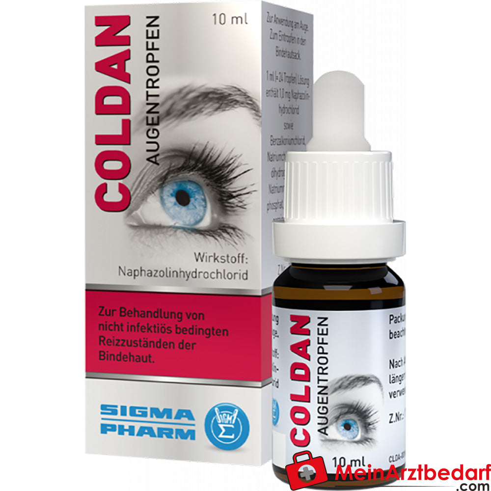 Sigmapharm Coldan Augentropfen 10 ml (Naphazolin 10 mg/ml) ab 6 Jahren.