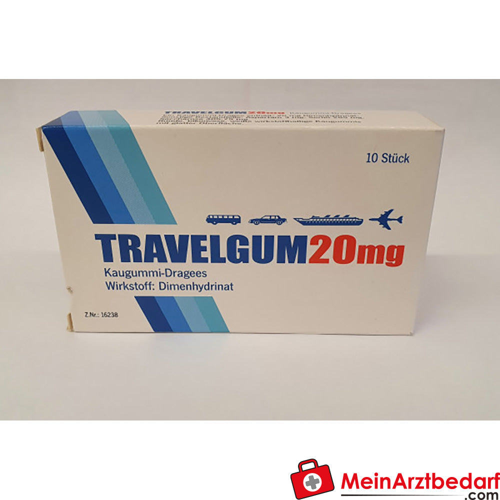 MED19 Dimenhydrinat 20 mg Kaugummi Dragee 10 St. gegen Reisekrankheit.