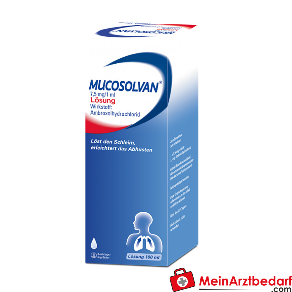 Mucosolvan Lösung 7,5 mg/1 ml, 100 ml, Ambroxol zur Inhalation und oral.