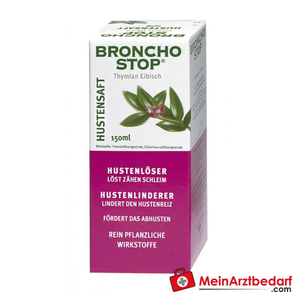 Bronchostop Thymian-Eibisch Hustensaft 150 ml, pflanzlich – löst zähen Schleim und lindert Reizhusten