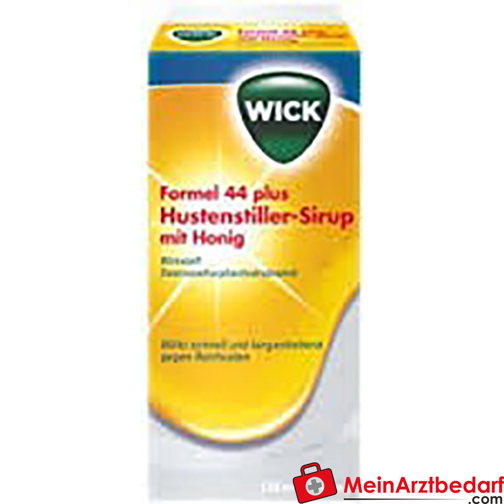 WICK Formule 44 Sirop antitussif avec miel 180 ml, dextrométhorphane 20 mg/15 ml contre la toux grasse