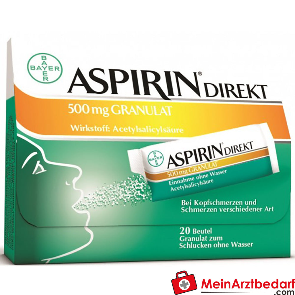 Aspirin Direkt 500 mg Granulat 20 Beutel, rezeptfreies Schmerzmittel