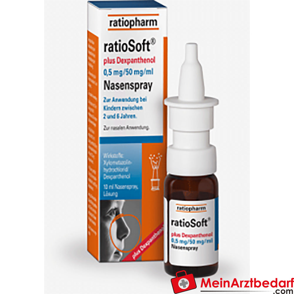 ratiopharm ratioSoft plus dexpanthenol spray nasale 10 ml (0,5/50 mg/ml) per bambini 2-6 anni senza conservanti