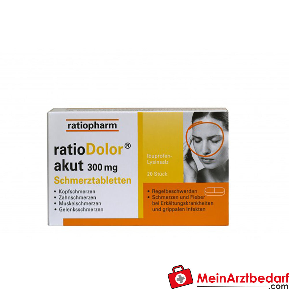 ratiopharm ratioDolor akut 300 mg sel d'ibuprofène-lysine 20 pces Migraine