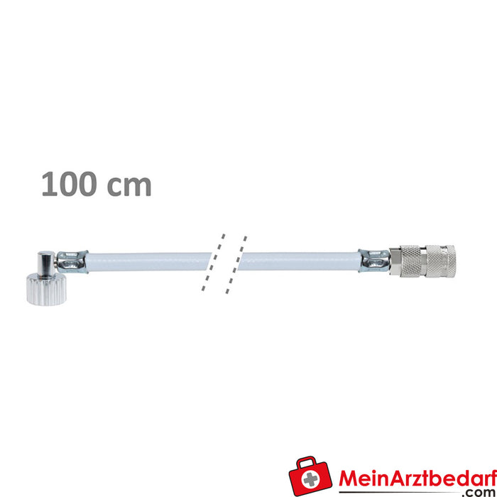 Manguera de presión de oxígeno Weinmann | Boquilla acodada: G 3/8" / Acoplamiento: Walther | Longitud: 100 cm