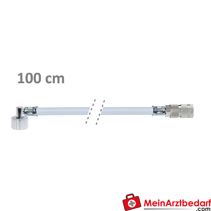 Weinmann Tuyau à oxygène sous pression | Douille coudée : G 3/8" / Raccord : Walther | Longueur : 100 cm