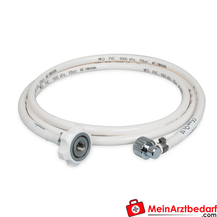 Weinmann LPH low pressure hose with the connections 45° plug SN ENV 737-6 (Carbamed) -90° G 3/8'' union nut with female thread,length: 3 m in color white